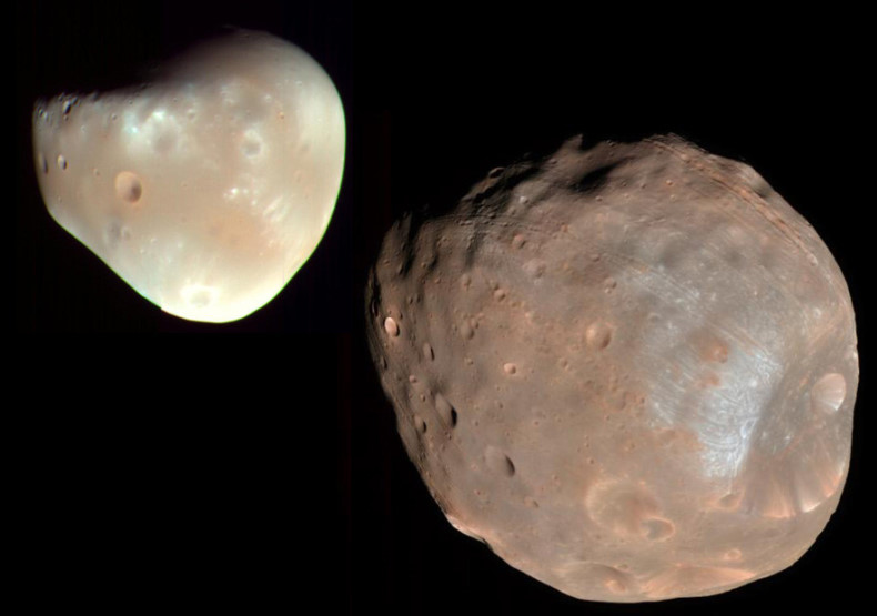 Photomontage du couple Phobos et Deïmos